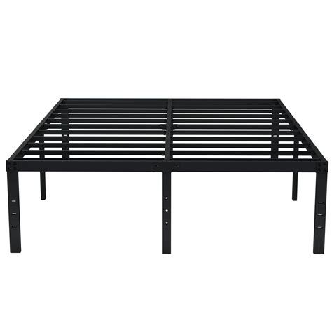 metal bed frame king no box spring|tall king platform storage bed.